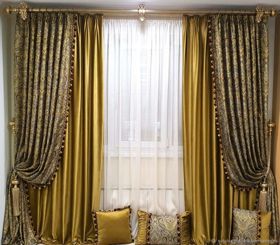 Льняные шторы с ламбрекеном