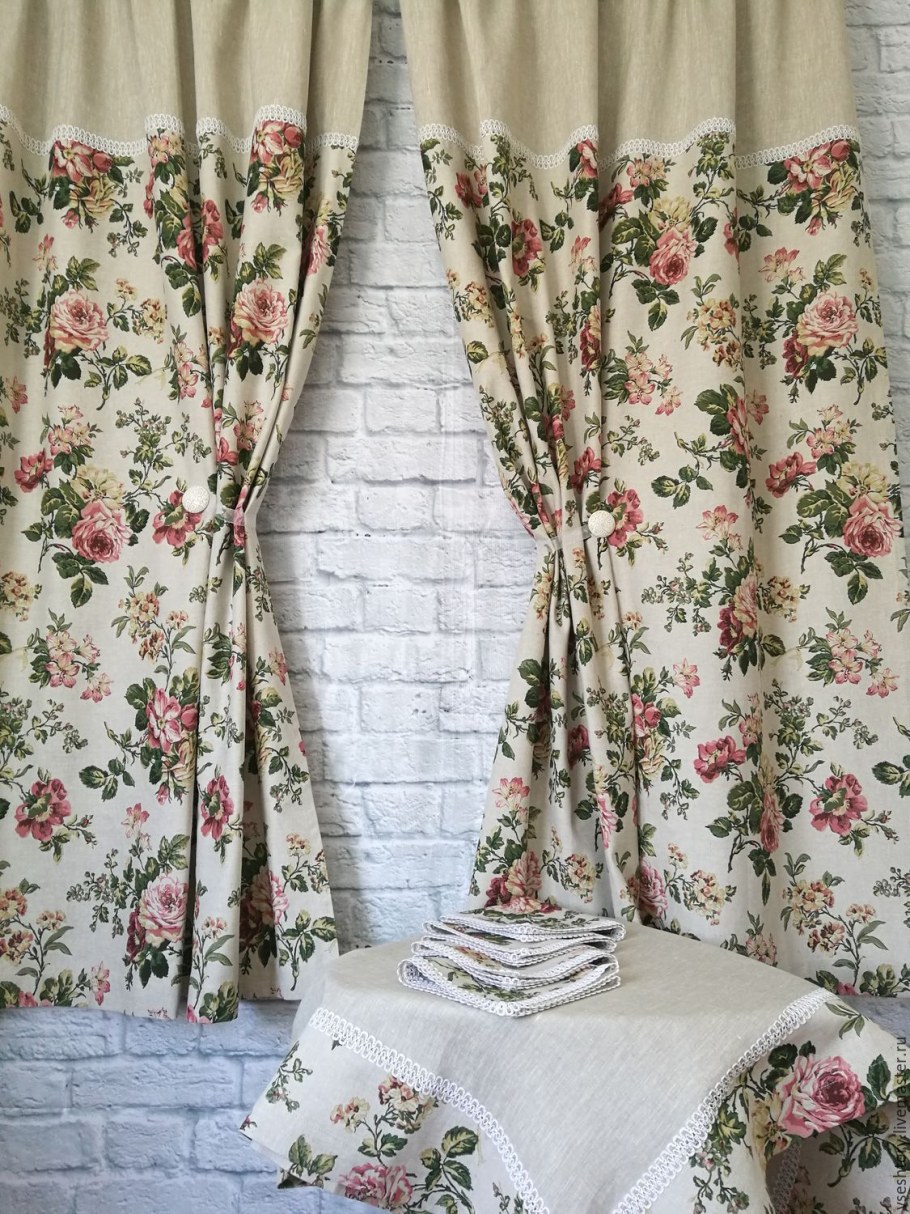 Синие льняные шторы