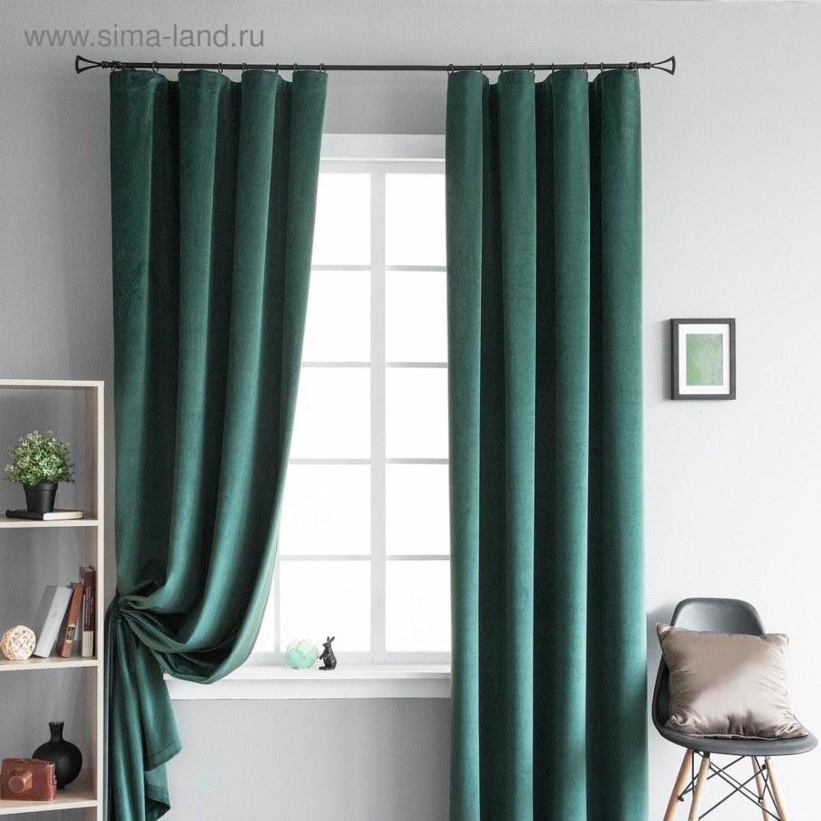 Шторы блэкаут темный изумруд