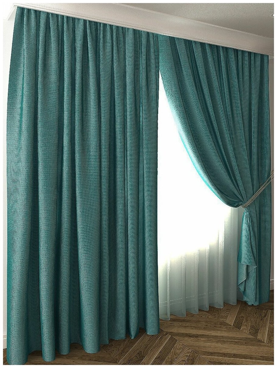 Шторы блэкаут морская волна