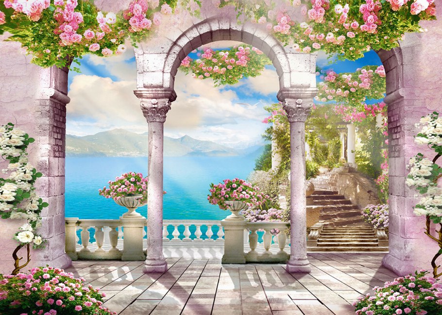 Фреска с колоннами