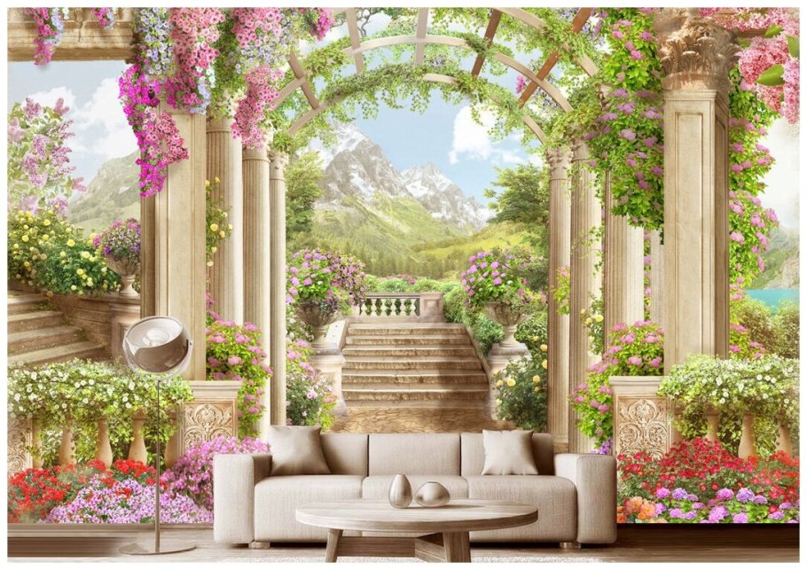 Фрески на задний фон свисающие цветы