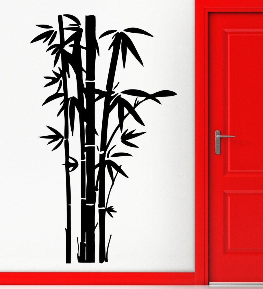 Виниловая наклейка на дверь листья