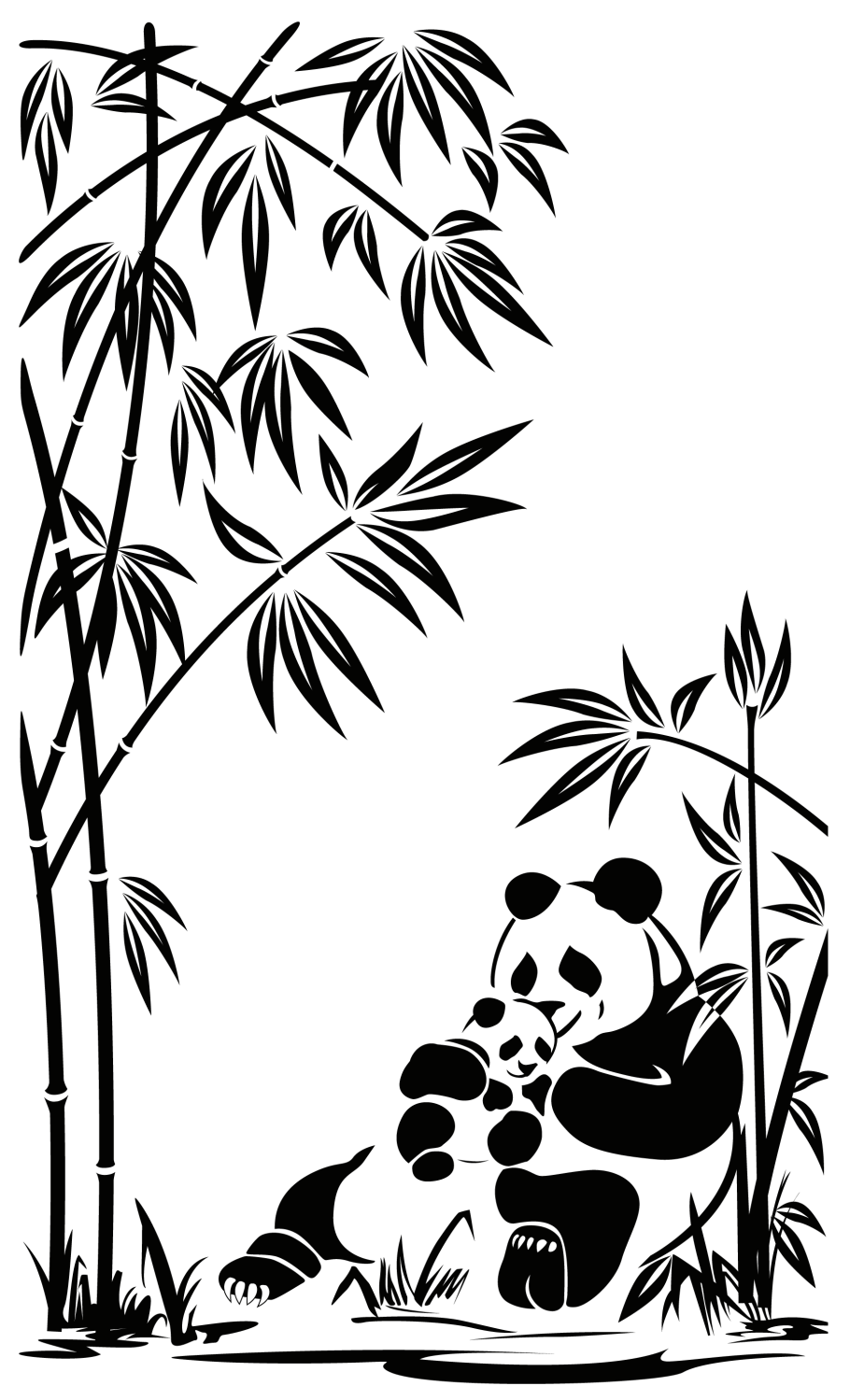 Трафарет бамбука на стену