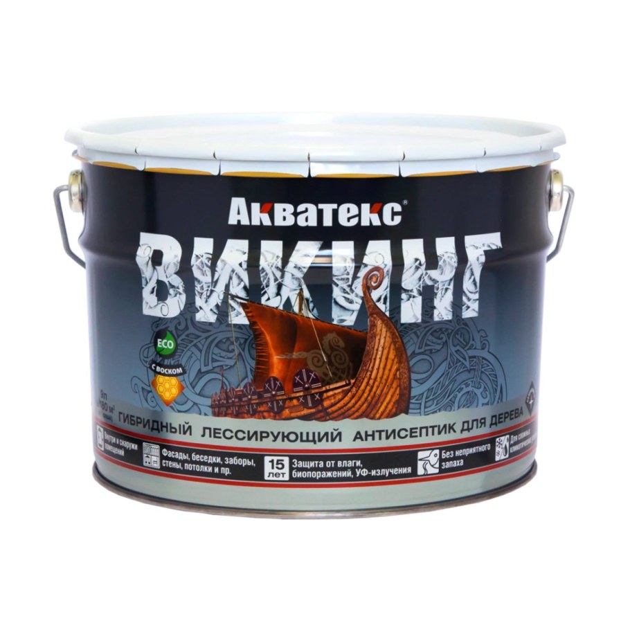 Акватекс Викинг (гибридный антисептик для дерева) 9 л(дуб)