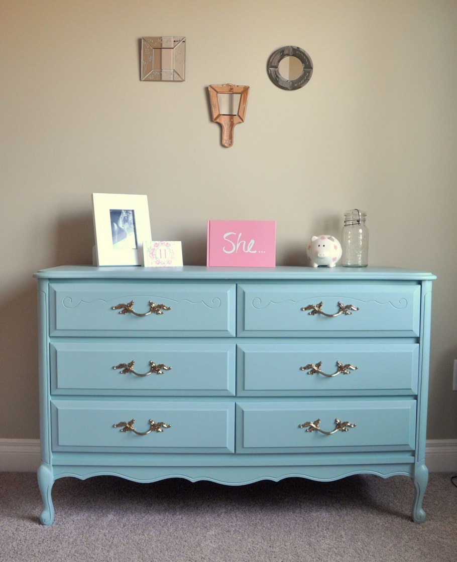 Бирюзовый комод птицы