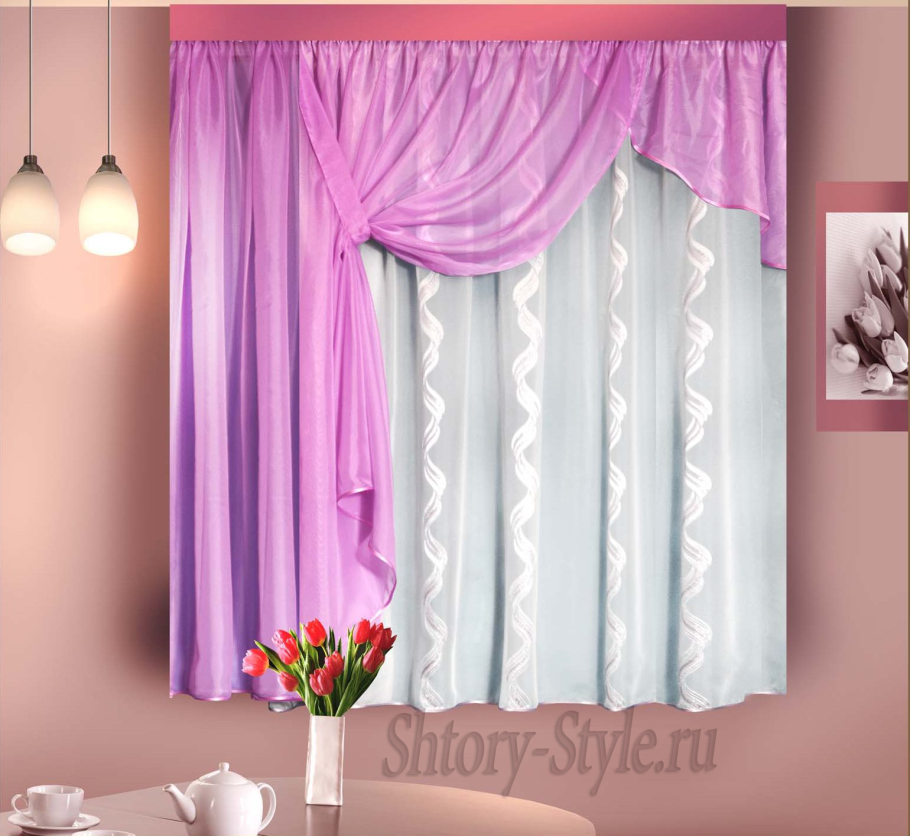 Короткие шторы в спальню