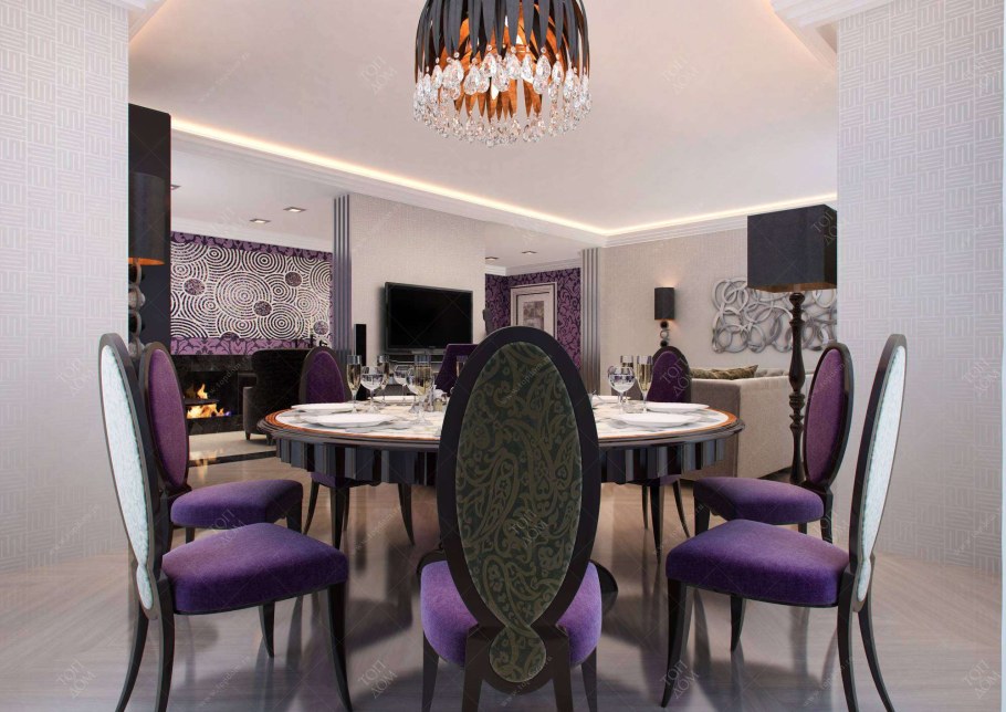 Гостиная столовая арт деко