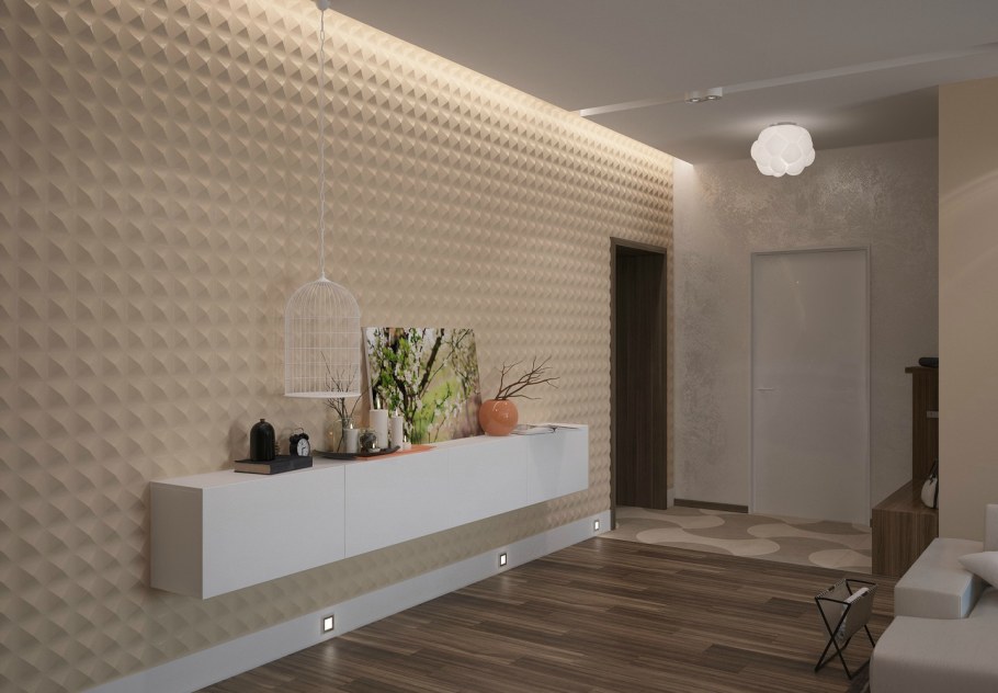 Гипсовые панели в интерьере коридора