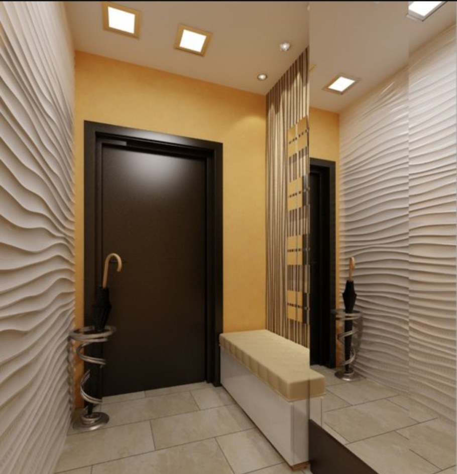 Гипсовые 3д панели в коридоре