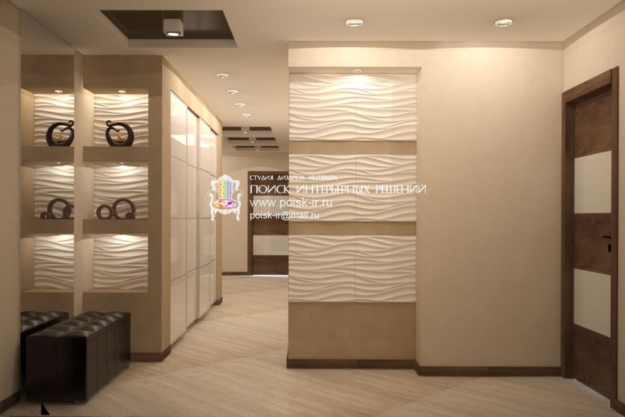 Гипсовые панели для стен в интерьере прихожей