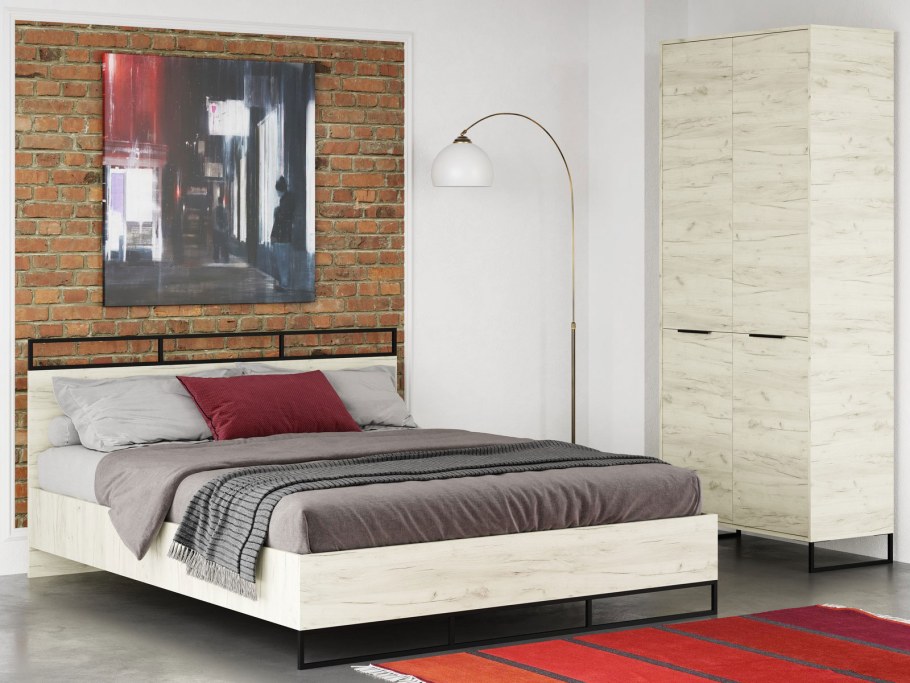 Гранд кровать 1,6 (1.672х0,950х2,210), дуб крафт белый