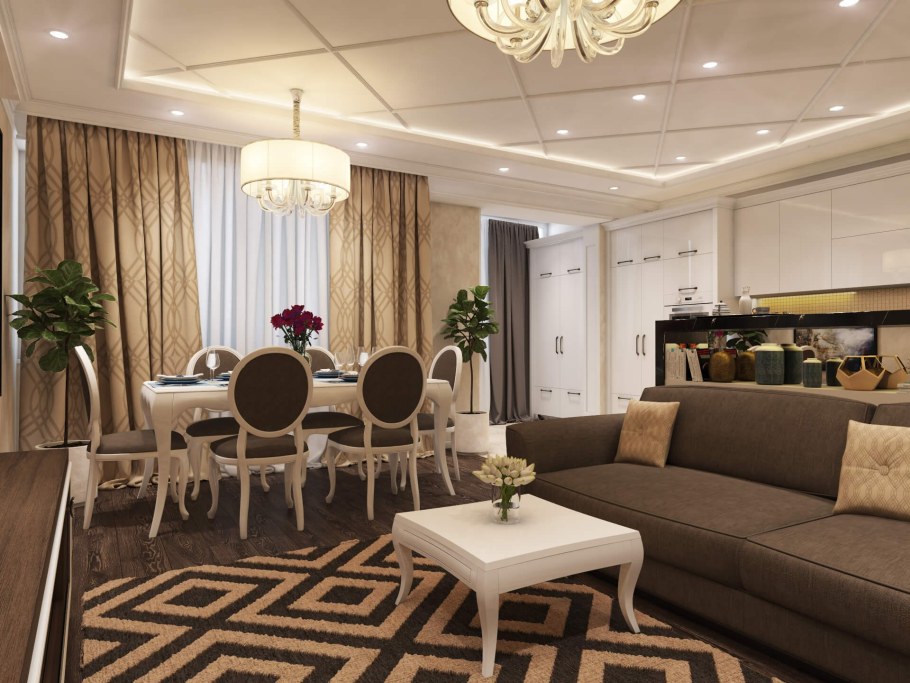 Интерьер ар деко беж