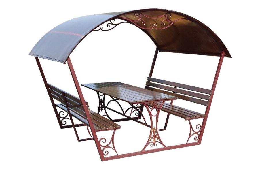 Беседка Садовая металлическая 286x268x249 см с крышей из поликарбоната