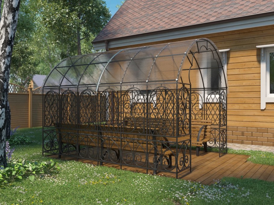 Кованые беседки из поликарбоната