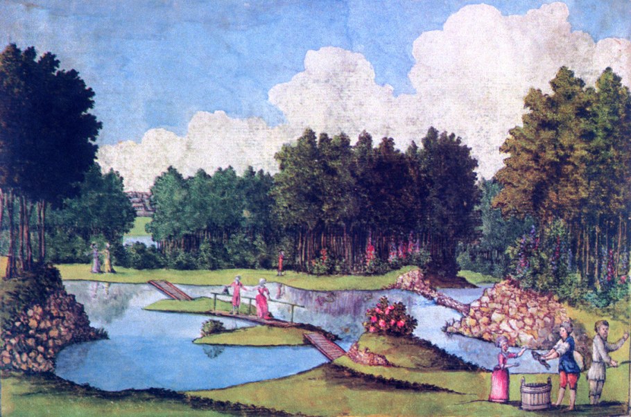 Парк в Богородицке акварель Болотова