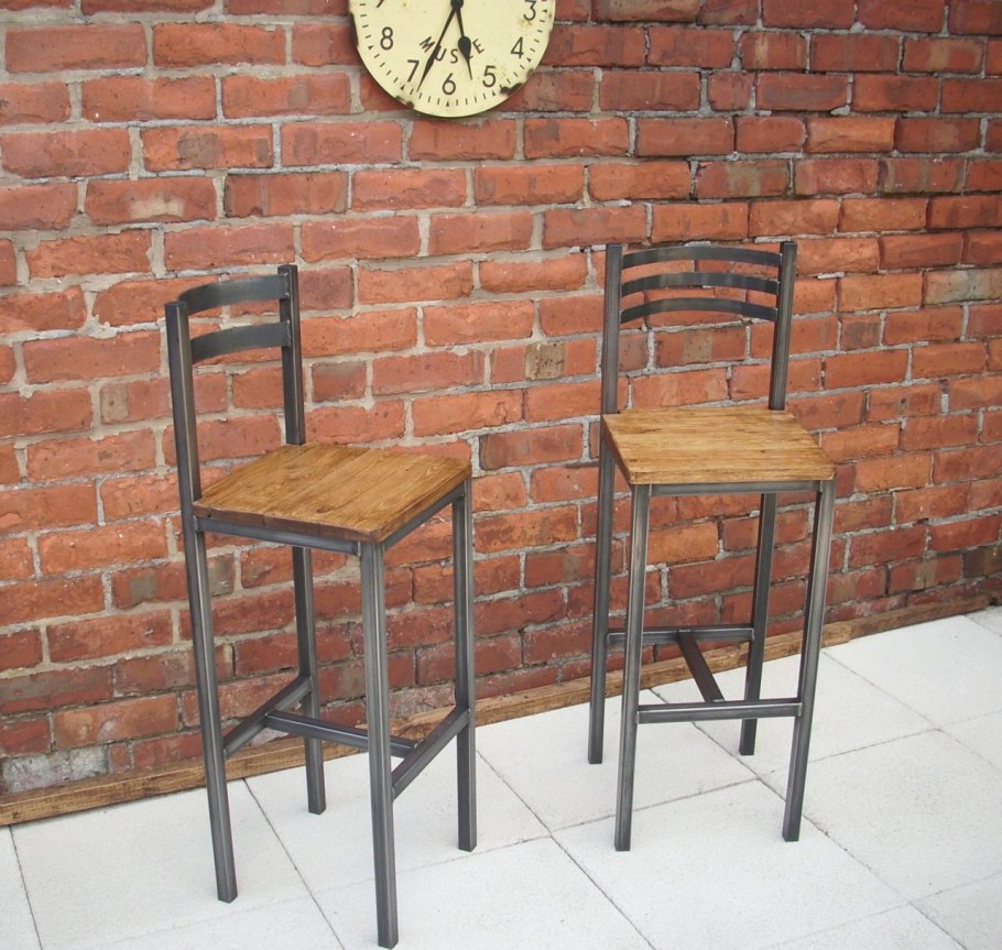 Стул барный лофт дуб металл
