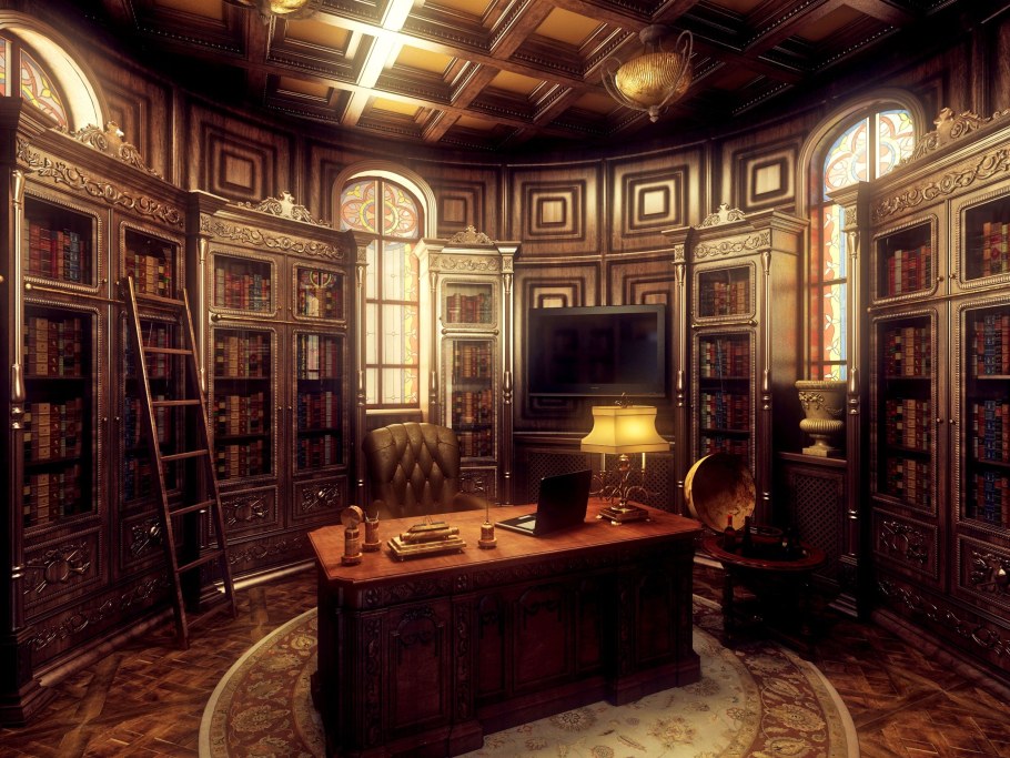 Викторианская Готика интерьер кабинета