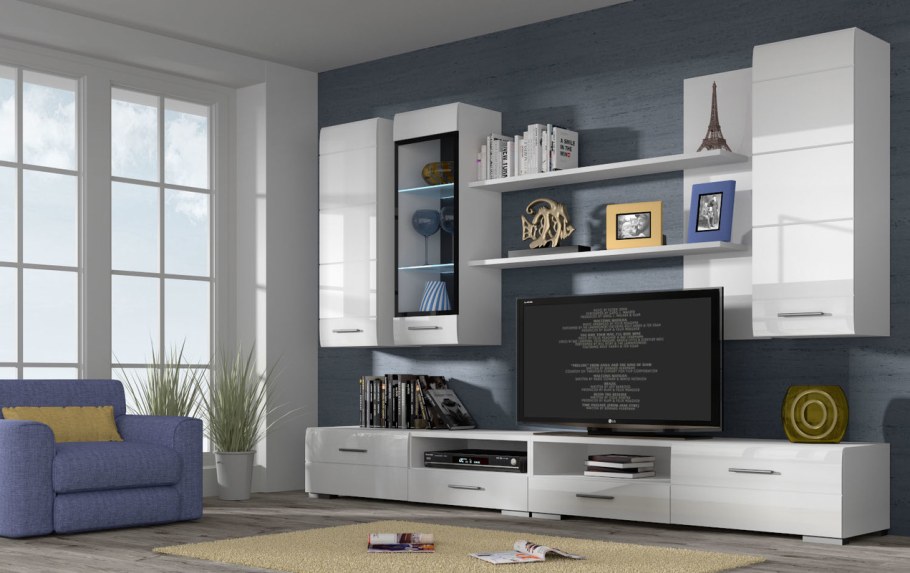 Стенка Элизабет белый глянец