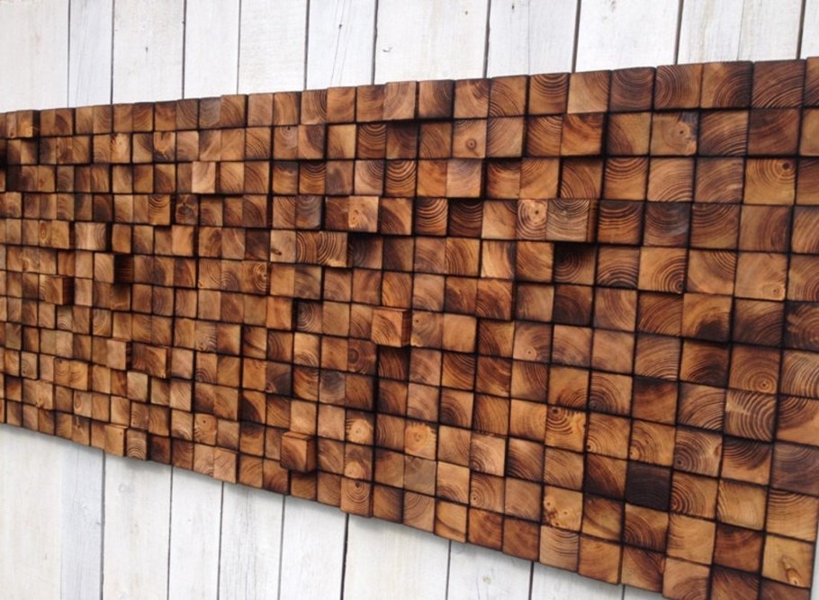 3д панели из спилов бруса Castorama