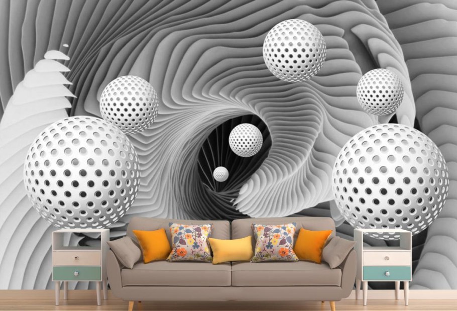 Фотообои шары в интерьере