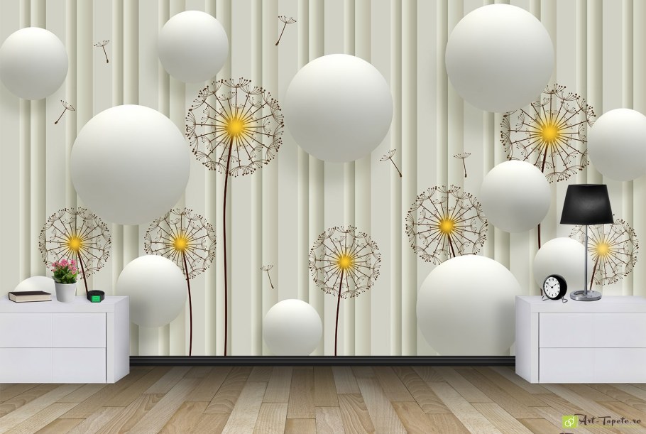 Обои с шарами в интерьере