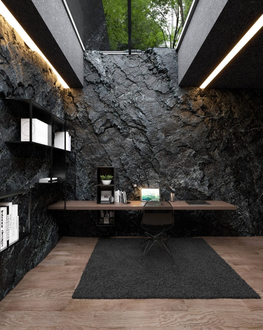 Стена скала в интерьере