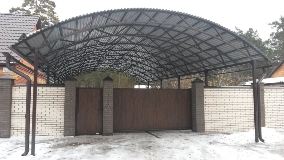 Полукруглый навес из профнастила