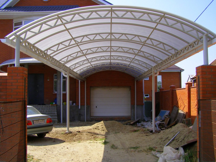 Навес арочный однотактный 10*6, поликарбонат