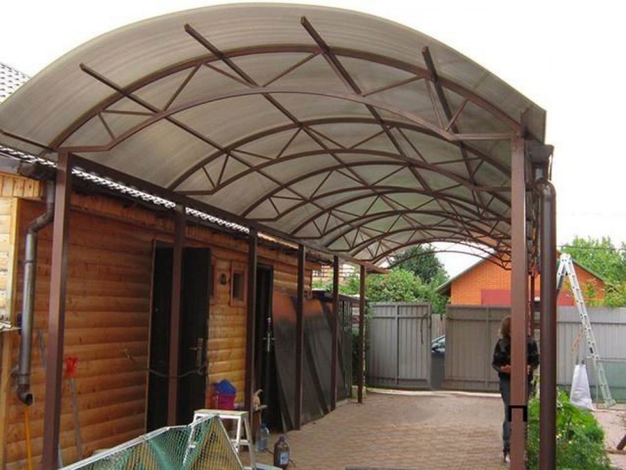 Навес поликарбонат пролет7м