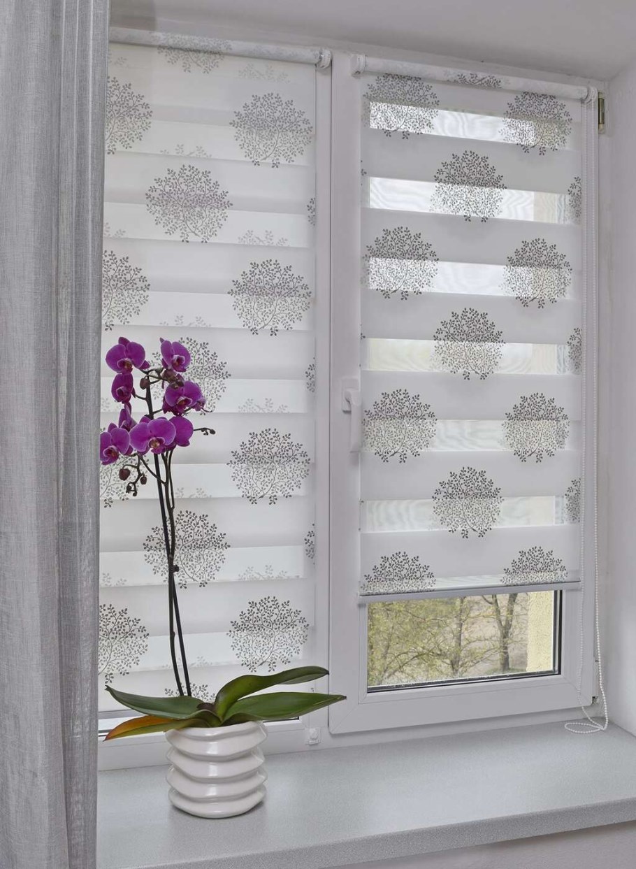 Рулонная штора ""день-ночь Сантайм декор"", крем, серебро (DF-200079-gr)