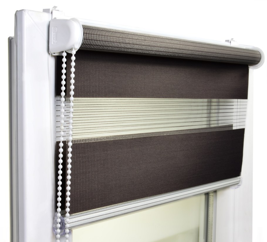 Тканевая ролета день-ночь "Зебра олива"