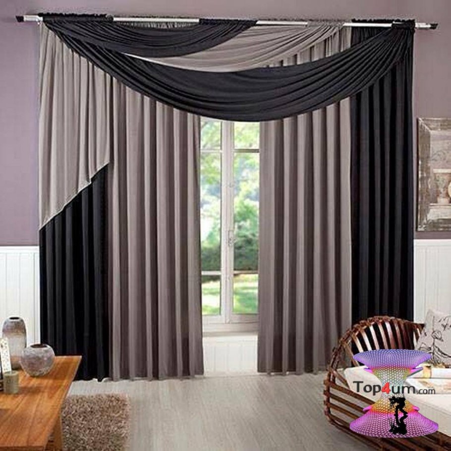 Двухцветные шторы в гостиную