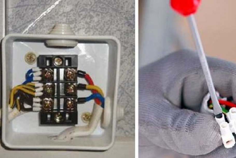 Соединить три провода в клеммной колодке