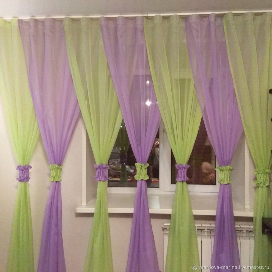 Шторы из вуали двух цветов