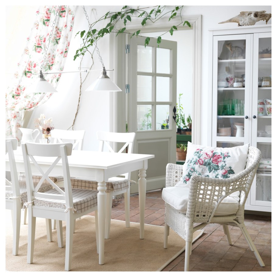 Ingatorp ИНГАТОРП раздвижной стол, белый 155/215x87 см