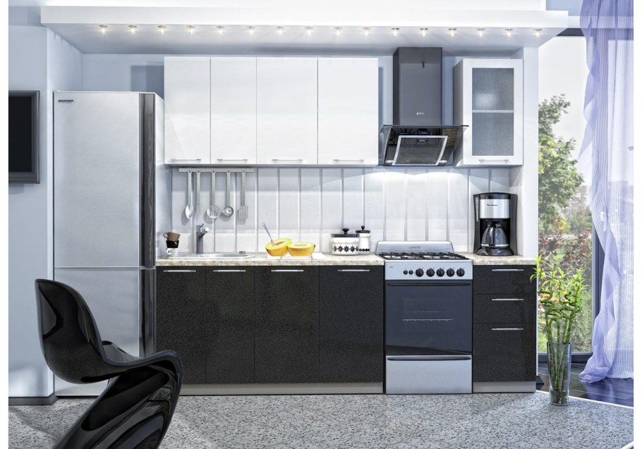 Модульная кухня олива черный белый