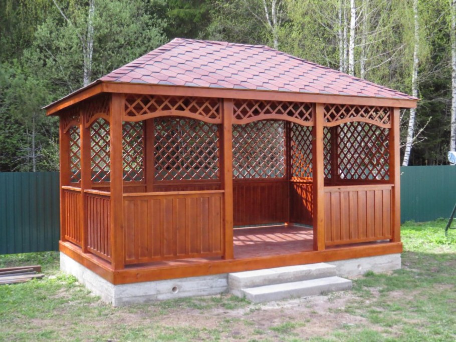 Беседка деревянная прямоугольная