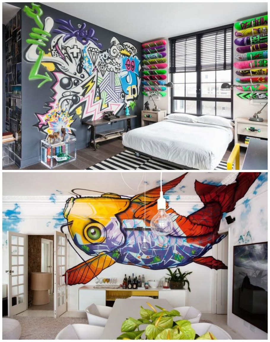 Роспись стен в комнате подростка