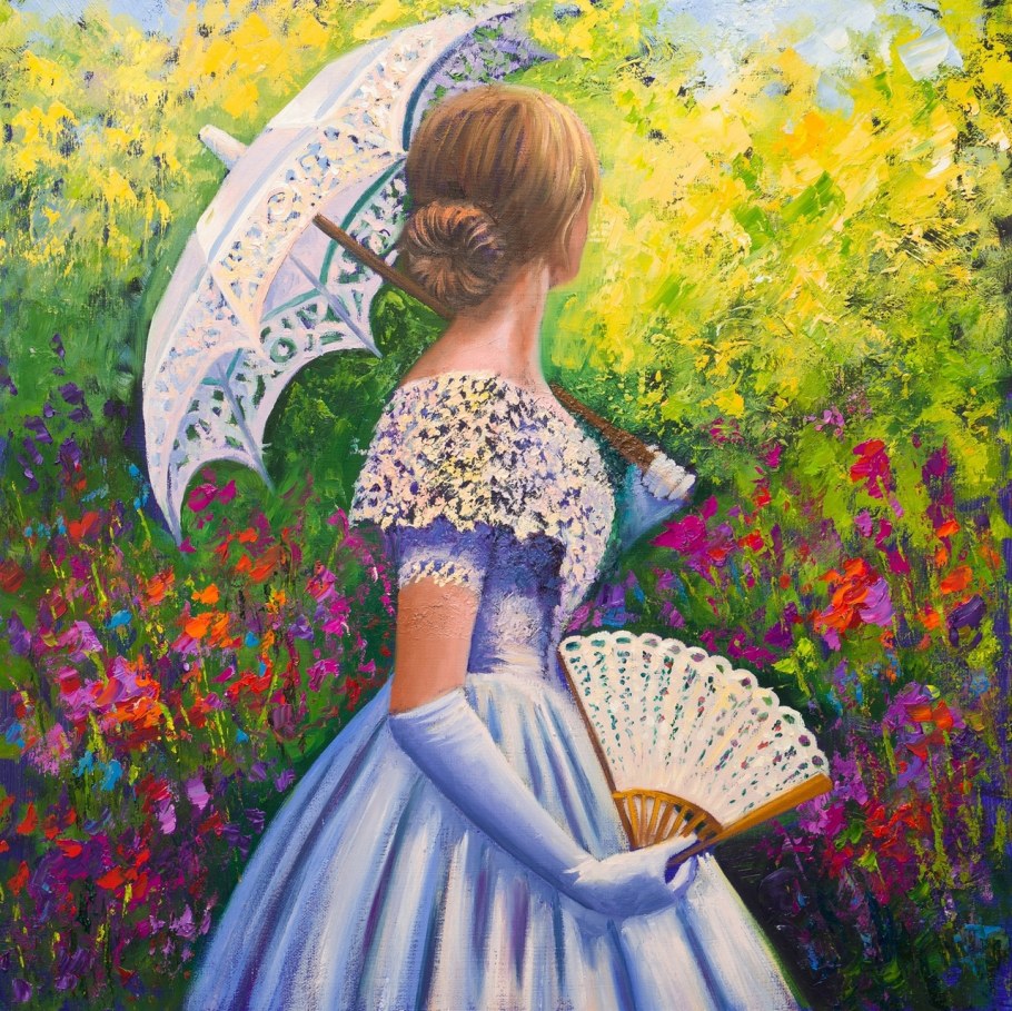 Живопись дама с зонтиком