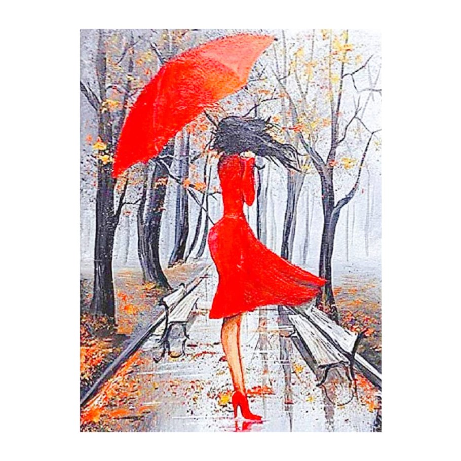 Вышивка дама в Красном