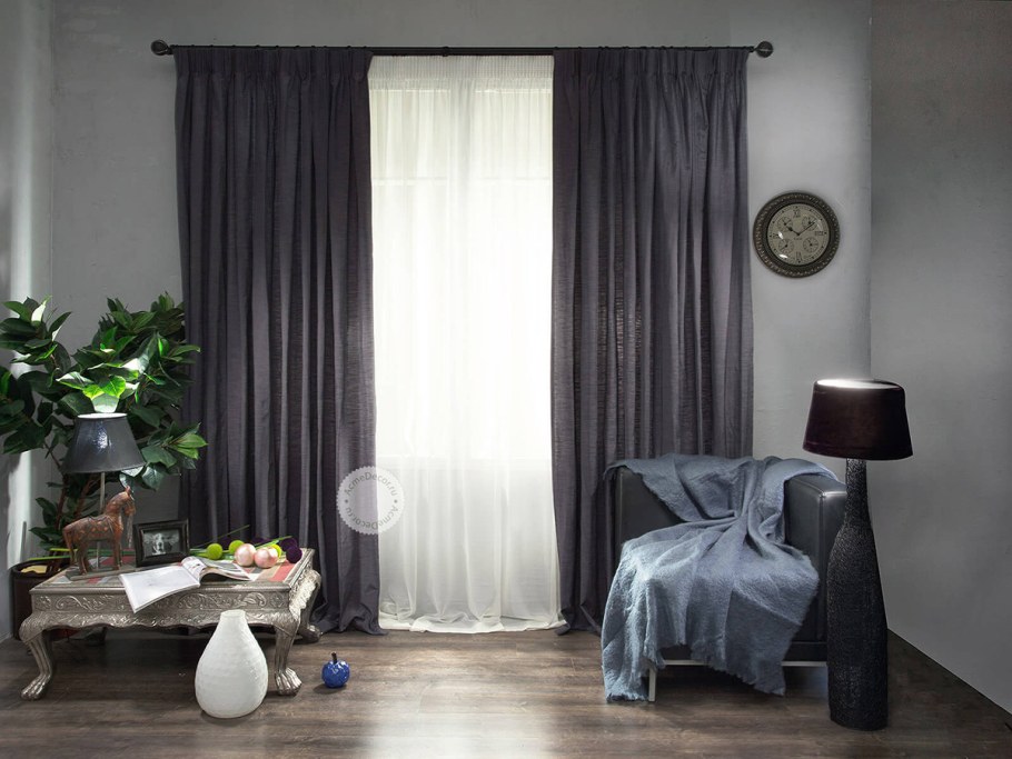 Серые шторы в интерьере