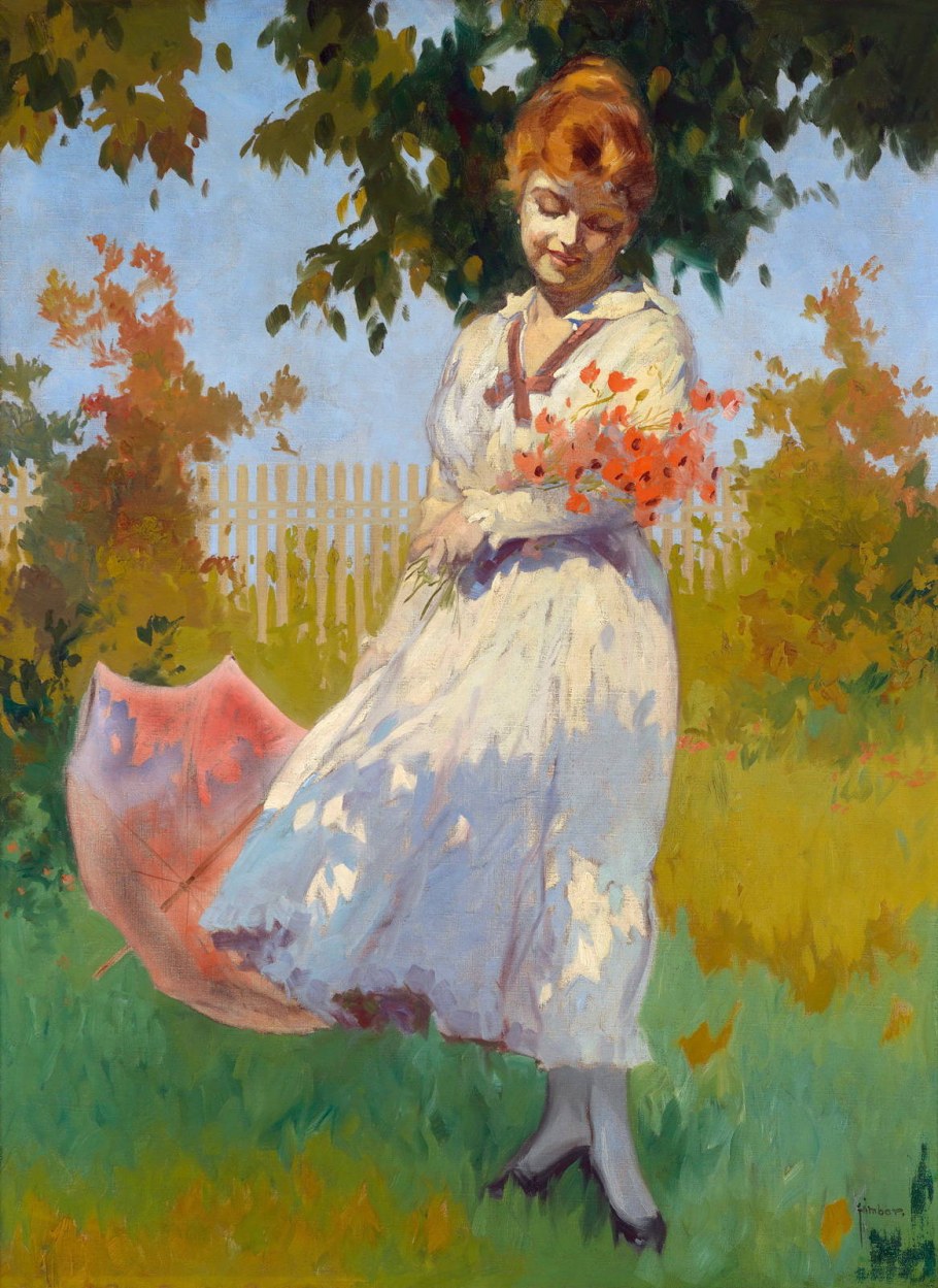 Женщина осенью живопись