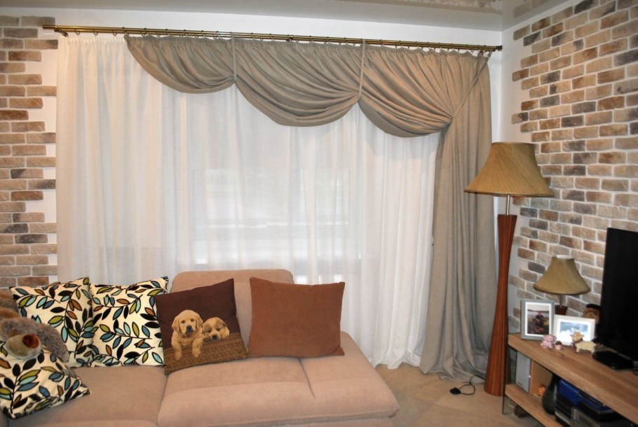 Шторы в зал на одну сторону