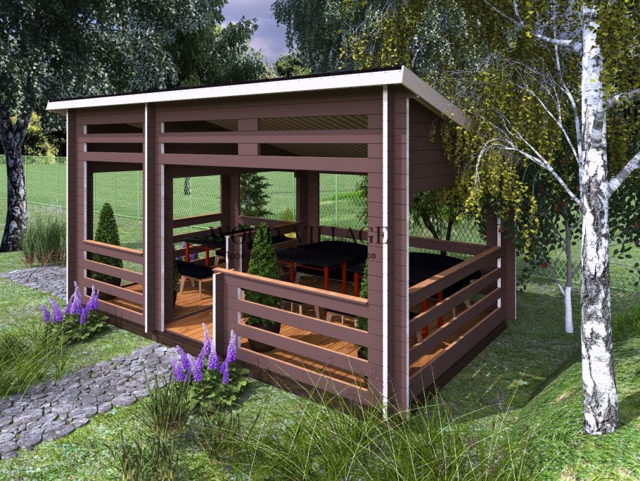 Беседка 2.5 на 2.5 односкатная