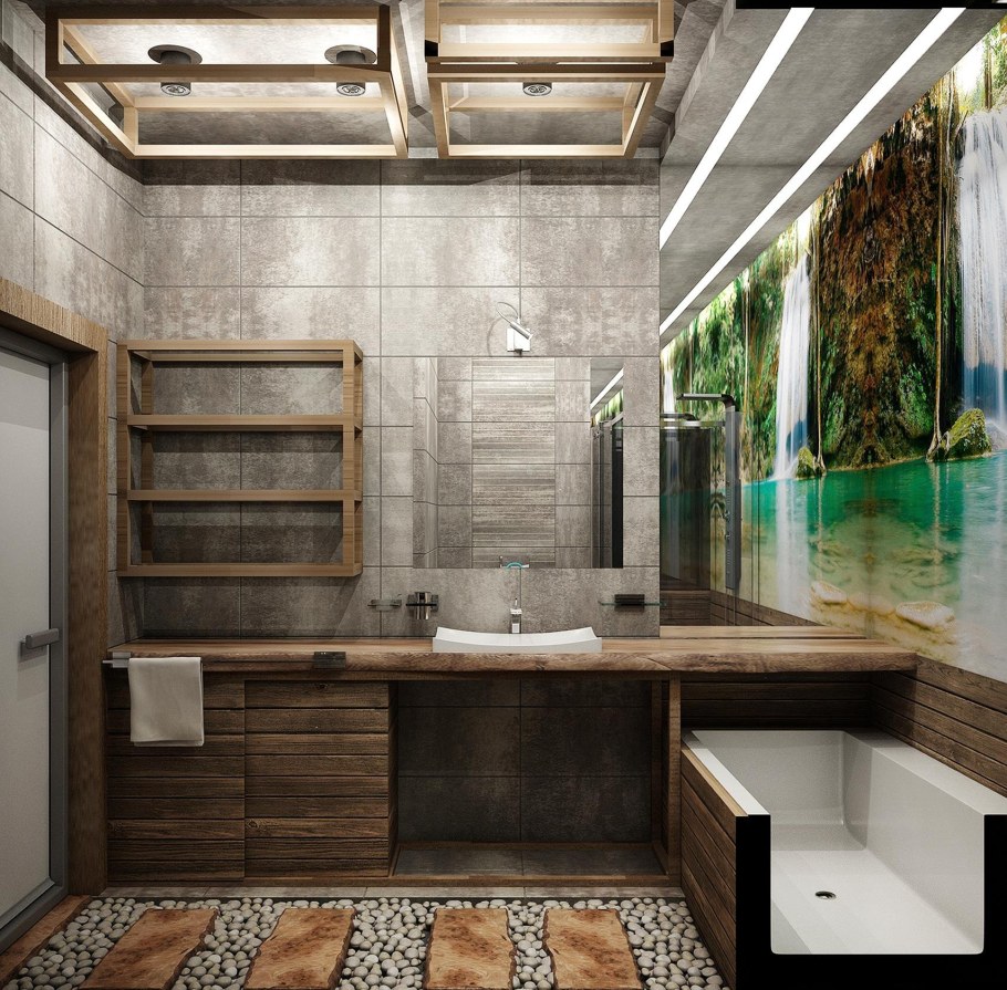 Ванна в стиле экостиль