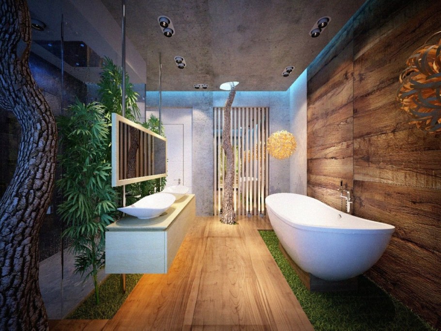 Эко стиль ванной комнаты