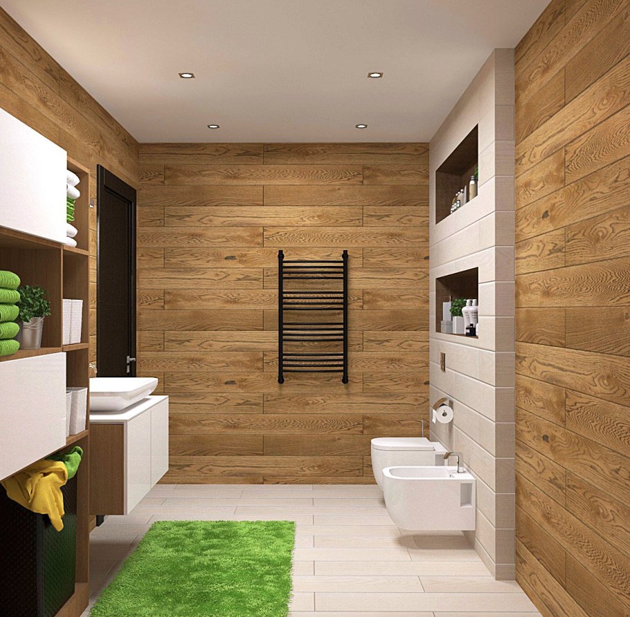 Интерьер ванной в эко стиле