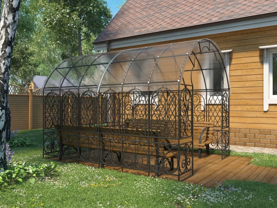 Кованые беседки из поликарбоната