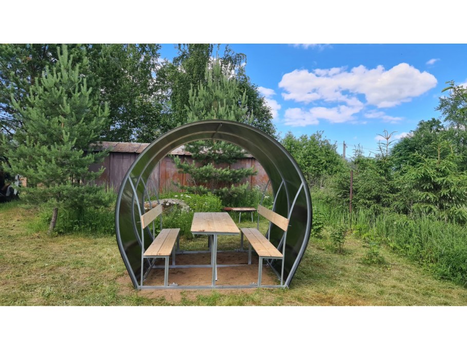 Беседка Омега каркас с досками поликарбонат фм4599